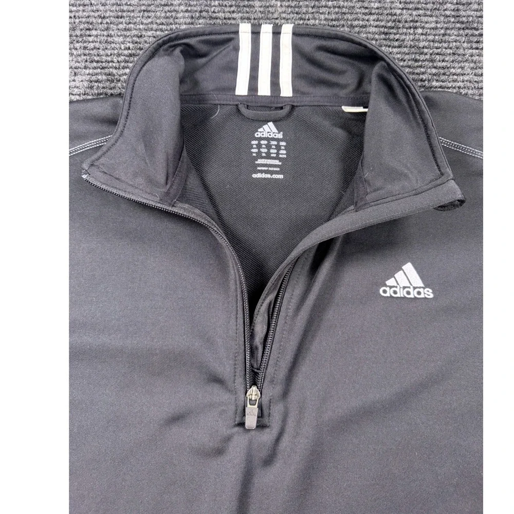Adidas Mens 1/4 Zip Pullover Jacket Black XL W60595 3-Stripe Mock Neck Pocket